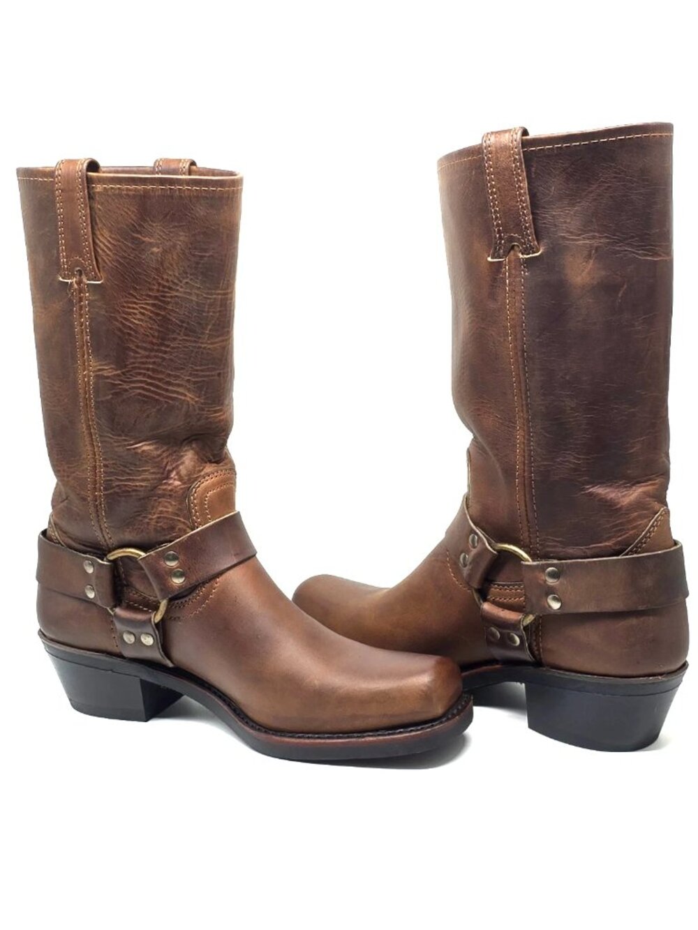 Frye Harness 12R Brown Pull-on Leather Boots Women's Size 8M